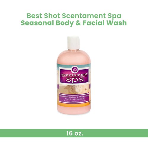 Best Shot Scentament Spa Seasonal Body and Facial Wash, Tearless Shampoo, Hypoallergenic Body Wash, Removes Tear Stains, Tropical Breeze, 16 Oz.