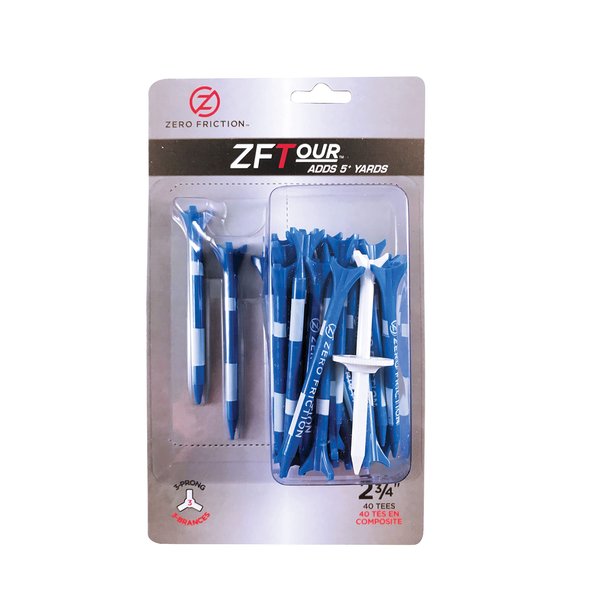 Zero Friction Tour 3-Prong Golf Tees (2-3/4 Inch, Blue, Pack of 40)