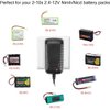 NiMH/NiCd Battery Charger Universal RC Battery Charger for NiMH/NiCd Battery(2-10S), 500-800mA Charging Current,AC-DC Plug Charger,5 Converter Plugs for RC Hobbies, Airsoft Battery Packs