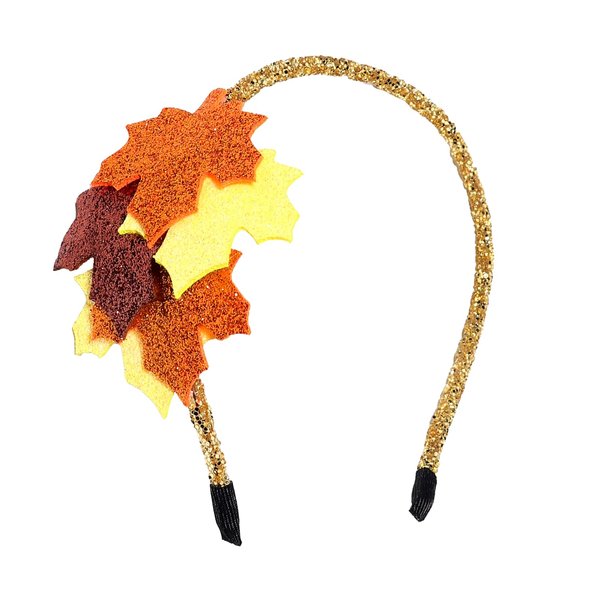 XIELIME Fall Maple Leaf Headbands for Women Girls, Autumn Orange Yellow Glitter Maple Leaves Hairband Shiny Thanksgiving Hair Accessories for Fall Party Decoration Autumn Festive Gifts