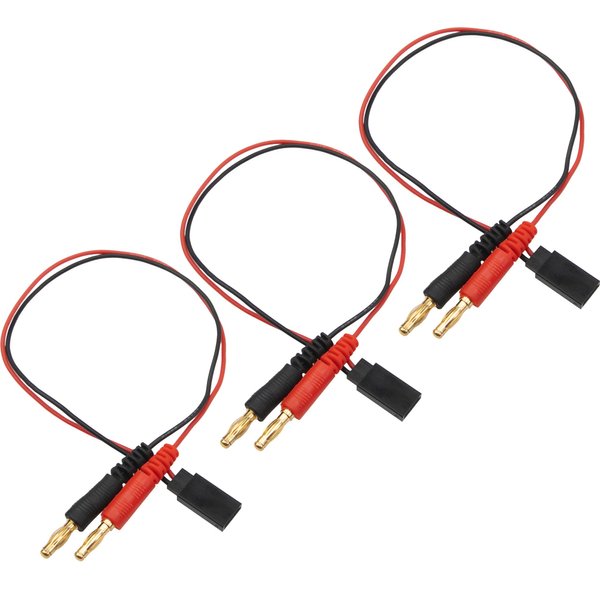 HIRCQOO 3Pcs RC Banana Plugs 4mm Bullet Connector to JR Plug Adapter 22AWG 30CM (11.8inch) Charging Cable for RC Helicopter Quadcopter LiPo Batteries Vehicle Adapter Lead