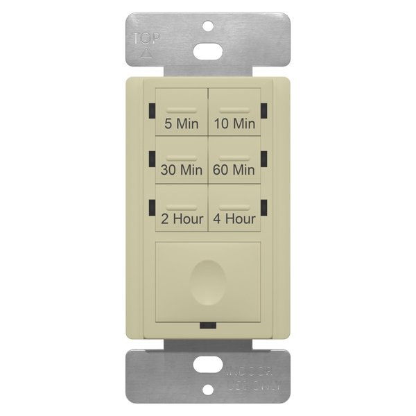 ENERLITES Countdown Timer Switch, Fan Switch Timer, Wall Light Timer Switch, Bathroom Timer Switch, 5 min – 4 hours, Night Light LED Indicator, Neutral Wire Required, UL Listed, HET06-I, Ivory