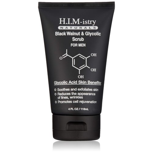 H.I.M-istry Black Tea & Sage Walnut Face Scrub | w/Tea Tree Oil, Witch Hazel, Glycolic Acid, Malic Acid & Sunflower Oil | Hydrating & Exfoliating Face Wash for Healthy Young Looking Skin - 3oz