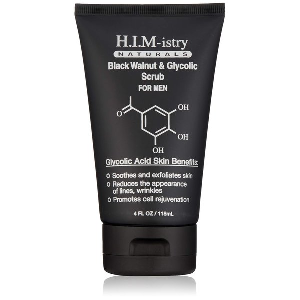 H.I.M-istry Black Tea & Sage Walnut Face Scrub | w/Tea Tree Oil, Witch Hazel, Glycolic Acid, Malic Acid & Sunflower Oil | Hydrating & Exfoliating Face Wash for Healthy Young Looking Skin - 3oz