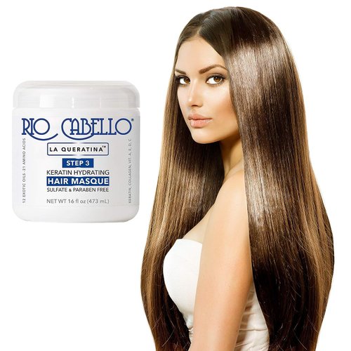 Rio Cabello Keratin Hydrating Hair Mask with 12 Exotic Oils and Natural Ingredients for Dry or Damaged Hair 16 oz