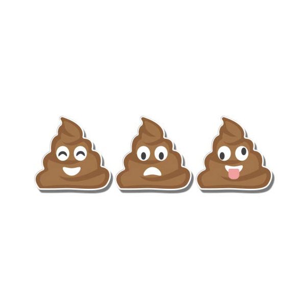 Poop Smiling Funny Set of 3-8" Vinyl Sticker - for Car Laptop I-Pad - Waterproof Decal