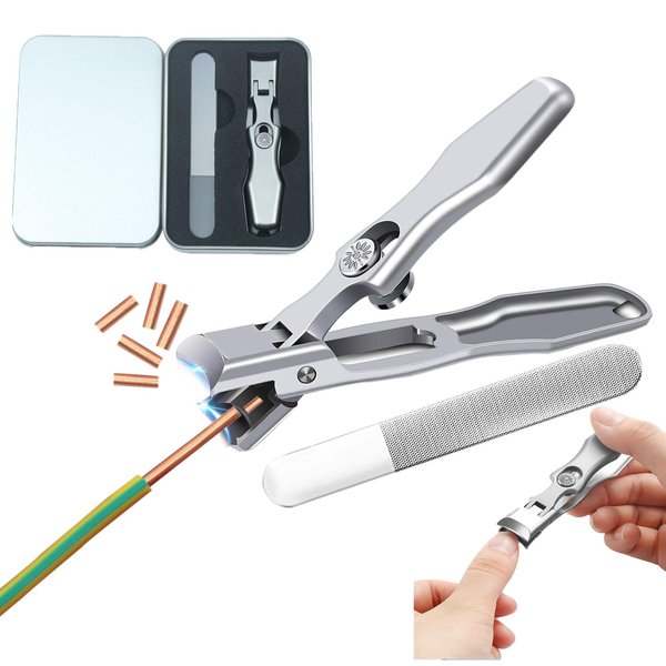 Men's Nail Clipper, 2024 New Luxury Ultra Sharp Nail Clipper, Suitable for Various Thick Nails of Anyone, Stainless Steel Nail Clipper, Splash Proof Professional Nail Clipper Set (Silver)