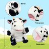 Easfan Cow Hand Puppet with Movable Mouth Interactive Storytelling Cute Soft Cow Plush Toy Creativity and Imagination Christmas Birthday Gifts for Toddlers Kids,9’’