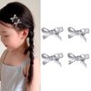 Totelux Mini Bow Hair Clips Silver Metal Alligator Clips Bow Hair Barrettes for Women Girls Hair Accessories Birthday Wedding Party Supplies Gift 4PCS