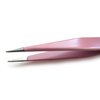 Precision Stainless Steel Eyebrow Tweezers Set In Pointed And Slanted Tip, Curved Brow Scissors, Comes With Pink Travel Case