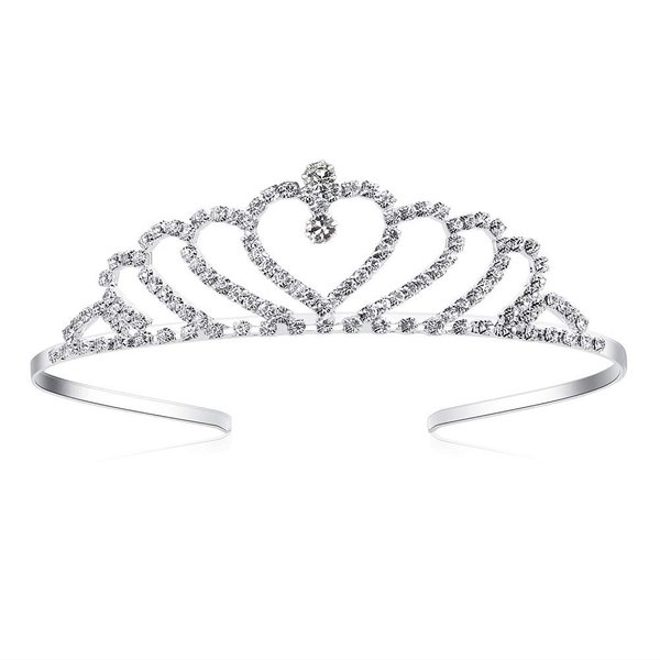 Lovelyshop Girls Heart Rhinestone Tiara Crown for Wedding Prom Birthday Prinecess Party