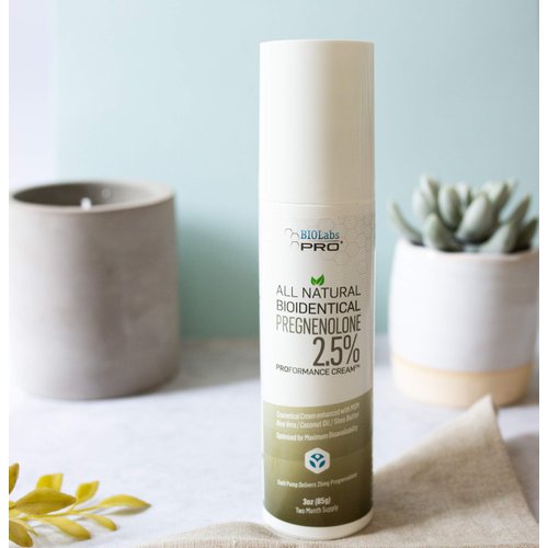 BIOLABS PRO Pregnenolone, All Natural Bioidentical Pregnenolone, 2.5% Maximum Strength, Two-Month Supply (Unscented - 3oz)