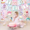 25 Pcs Two Sweet Donut Birthday Party Decorations Include Two Sweet Banner 24 Ice Cream and Donut Party Hanging Streamers 2nd Birthday Decorations for Girl Ice Cream Donut Decor
