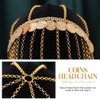 Aukmla Coins Head Chain Gold 1920s Sequin Headpiece Cap Festival Costume Headband Hair Chains for Women and Girls