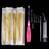 Airgoesin Tonsil Stone Remover, Stainless Steel Tonsil Stone Removal Tool, Long LED Tonsillolith Exorcism Kit, 50 Swabs and Curved Oral Irrigator Syringe to Get Rid of Bad Breath, 4 in 1 kit