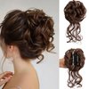 Claw Clip Messy Bun Hair Piece Tousled Updo Hair Buns Extension Elastic Hair Band Hair Pieces Curly Hair Bun Scrunchie For Women (Medium Brown)