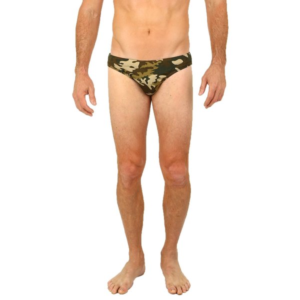 UZZI Men's Basic Swim Shark Bikini Swimwear 4600 Camo Olive M