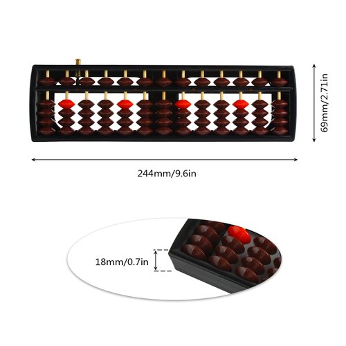 Larcele Bead Arithmetic Counting Abacus with Reset Button School Supplies for Children,13 Column SP-02 (Black 2)