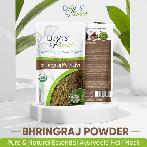 Davis Finest Bhringraj Powder 250g, 100% Pure Natural Ayurvedic Hair Mask Prevents Hair Loss, Hair Fall, Split Ends, Damaged Thinning Hair, Promotes Hair Growth, Beautiful Shine Hair