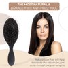 LEV Boar Bristle Hair Styling Brush - Wet Hair Brush for Curly, Thick, Natural Black Hair - Detangling & Smoothing Brush - Anti Frizz Hair Styling Brush - 360 Wave Brush - Black