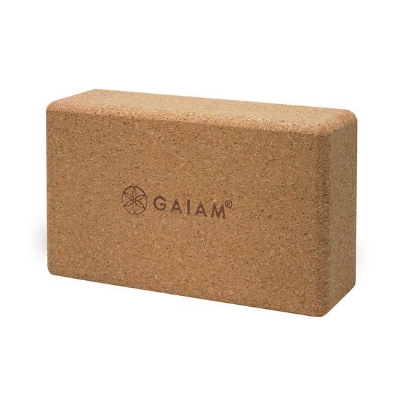 Gaiam Cork Yoga Brick – 9x5.5 Inch, Natural Cork Brick for Yoga, Pilates, Stretching, Balance, Gym, Home Workout, Meditation, Non-Slip, High-Density, Rounded Edges for Enhanced Poses and Flexibility