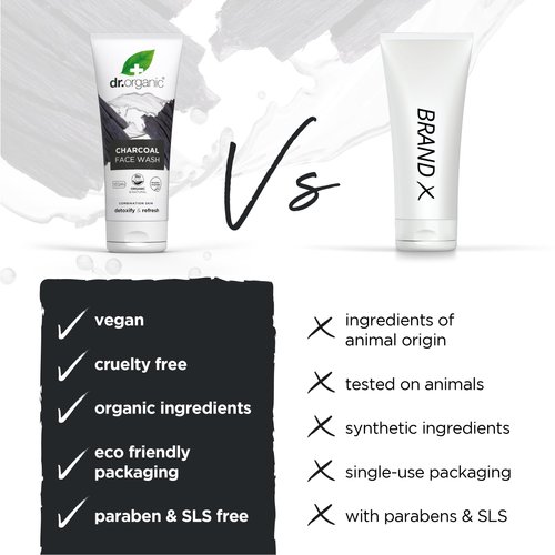 DR ORGANIC Charcoal Face Wash, 0.2429 kg,DR00545