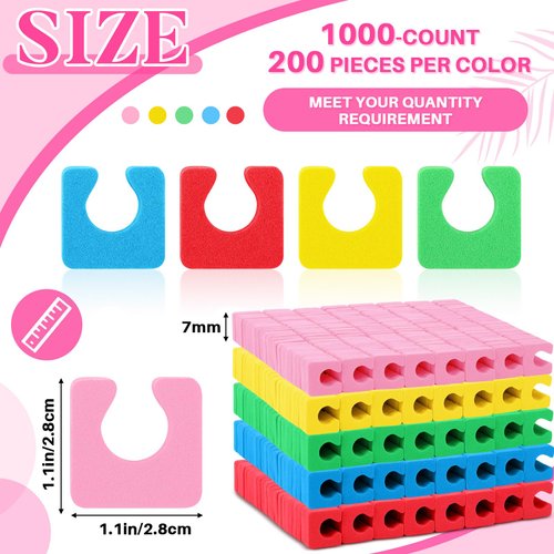 Mumufy 1000 Pcs Individual Pedicure Toe Separators Soft Foam Toe Spacers Comfortable Finger Toe Dividers Pedicure for Women Men Girls Manicure Feet Nail Polish Art Painting Spa (Multicolor)