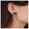 Allereyae Vintage Butterfly Stud Earrings Silver Chain Tassel Dangle Earrings Black Butterfly Earrings Layer Chain Drop Earrings Jewelry for Women and Girls