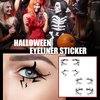 BASEMMAHER 4 Pairs Halloween Eyeshadow Eyeliner Stickers Spider Web Bat Spooky Temporary Tattoo Stickers Face Eye Makeup 3D Self-Adhesive Eye Shadow Decals for Women Girls Halloween Masquerade Party