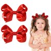 3" Glitter Red Grosgrain Ribbon Hair Bows Alligator Clip Barrettes Solid Satin Hairpins 4th July outfit Decor Accessories for Toddler baby Girls Kids Teens Valentines Xmas Gift in Pairs