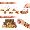 BANBALLON 110 PCS Thanksgiving Party Favors Autumn Party Supplies with Key Chains Button Pins Stickers Rubber Bracelets for Fall Party Favors Decorations Classroom Prizes