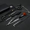Hair Cutting Scissors Thinning Shears Kit for Haircutting, Fcysy Professional Barber Scissors Hair Scissors Set, Black Haircut Scissor Blending Shears Straight Edge Razor Barber Supplies for Men Women