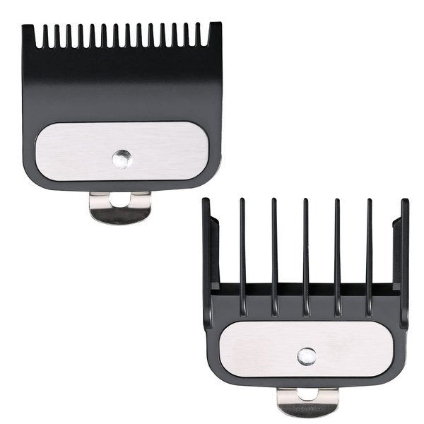 VRMETA Professional Hair Clipper Guards Guide Combs with Metal Clip Hair Clipper From 2 Cutting Lengths is 1 1/2” and 1/2” (1.5 and 4.5 mm), Fits Most Wahl Clippers Guide Combs (2 PCS （BLACK）)