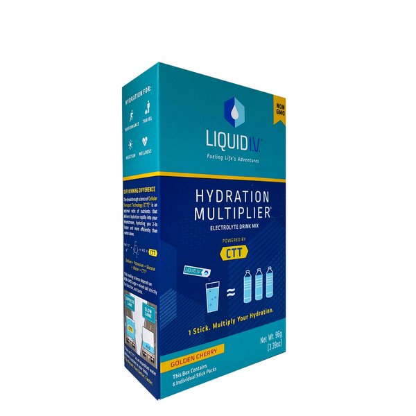 Liquid I.V. Hydration Multiplier, Golden Cherry, Electrolyte Drink Mix Powder Packet, 6 Ct, 96g Net Wt