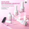 Saviland 8Pcs Dip Powder Liquid Set - 15ml/0.5oz Dip Powder Base and Top Coat, Actiator, Brush Saver, Nail File Nail Accessories for Dip Powder Nail Set