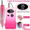 Electric Nail Drill, Urbuti 35000RPM Professional Nail Drill Machine, Portable Rechargeable File Machine Set for Acrylic Gel Nails, Manicure Pedicure Tools for Home and Salon Use(Colorful)