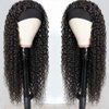 Auflaund Synthetic Headband Wig Deep Wave Hair Band Curly Black Wigs for African American Black Women Natural Deep Twist Glueless Wig with Headbands 24 Inch