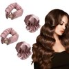 Heatless Hair Curler 4 Pcs Pink Satin Hair Roller with Hair Caps Soft Curling Rod for All Hair Styles Heatless Hair Bun Curler kit No Heat Curls for Sleep in Overnight, 2 Set