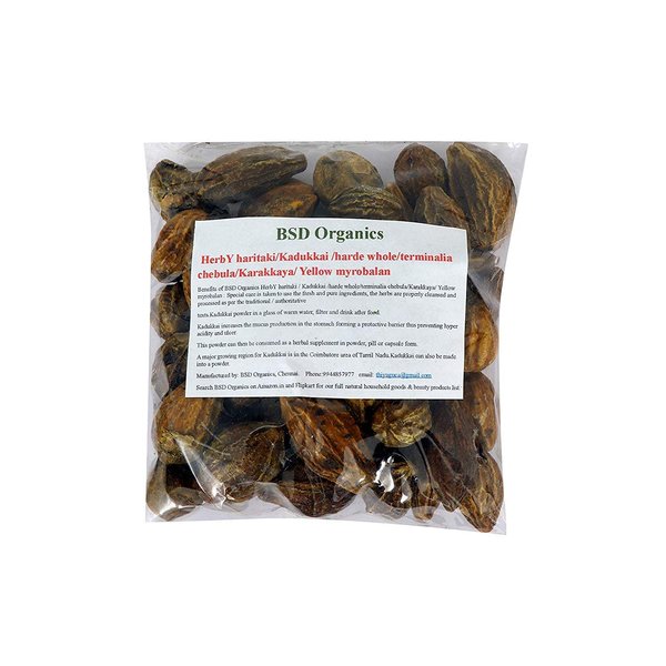 BSD Organics HerbY Haritaki/Kadukkai/harde whole/terminalia chebula/Karakkaya/Yellow myrobalan-500 grams(1.1 pounds)