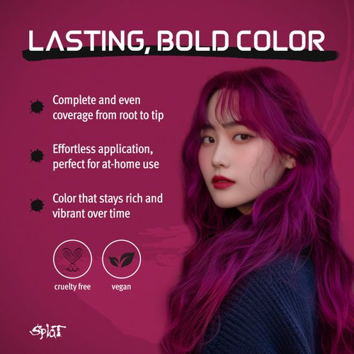 Splat Midnight Magenta Semi Permanent Hair Dye Kit, 1 Application, Includes Deep Reconstructor Conditioner, Lasts 30 Washes, No Bleach Required, Vegan & Cruelty Free Hair Color