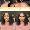 Wear and Go Glueless Wigs Human Hair Pre Plucked Pre Cut Deep Wave Curly Bob Wig Human Hair Glueless 12 Inch 180% Density Short Curly Bob Wigs Upgraded No Glue 4x4 Lace Closure Wig for Black Women