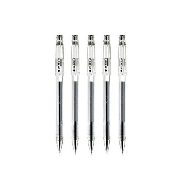 Pilot Hi-Tec-C 04 Gel Ink Pen, Ultra Fine Point 0.4mm, Black Ink, LH-20C4, Value Set of 5