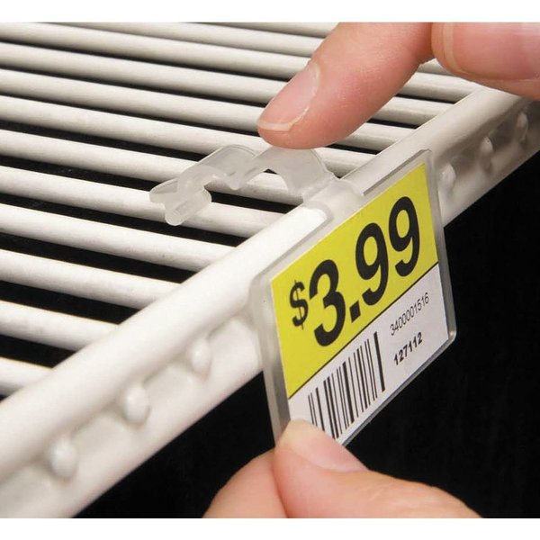 Fold-N-Hold Clear Plastic Double-Wire Shelf Label Holder With Snap Lock Closure - 2 1/4"L x 1 1/4"H