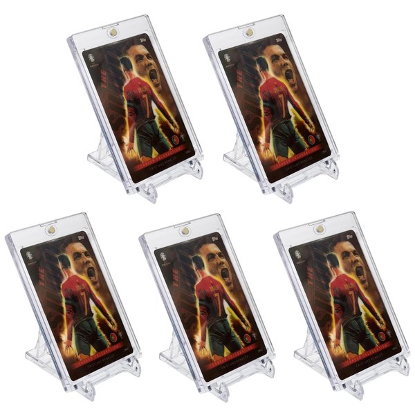 Frtrche Magnetic Trading Card Holders with Adjustable Display Stand, 35pt Hard Card Case, Card Protectors, Card Sleeves Display Case for Baseball Sports Games Cards (5 Packs)