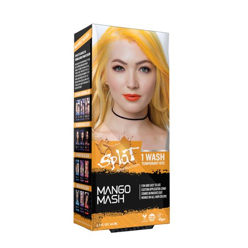 Splat Mango Mash 1 Wash Temporary Hair Dye, 1.5 oz. Single Application, Comb Applicator and Quick Dry Formula, Easily Washes Out, Vegan & Cruelty Free Temporary Hair Color