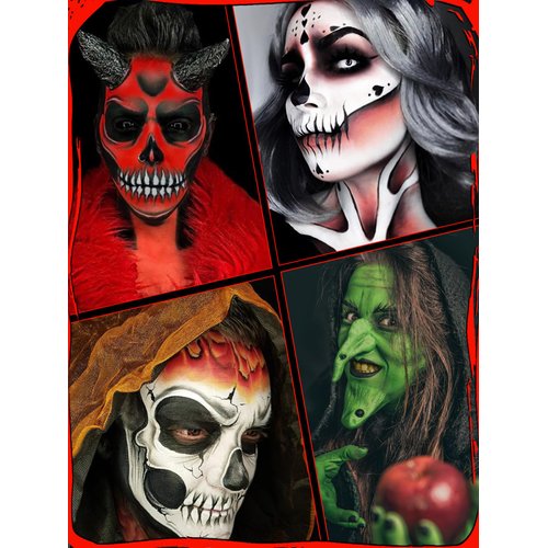 EBANKU 4Colors Face Body Paint Stick Oil, White Eye Black Sticks for Sports, Cream Skeleton Joker Mime Foundation Makeup, Face Painting Kit for Christmas SFX Cosplay Costume Party