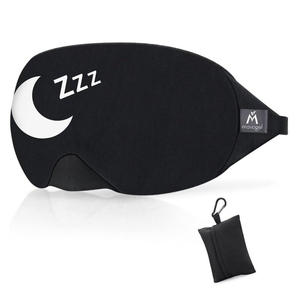 Mavogel Cotton Sleep Mask - Sleep Eye Mask for Women Men, Light Blocking Night Eyemask, Super Soft and Comfortable Eye Covers for Sleeping Yoga Nap Meditation, Includes Travel Pouch (Moon Style)