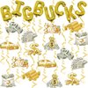 Money Party Decorations Big Bucks Balloons Gold Money Theme Hanging Swirls Dollar Bill Signs Currency Symbol Money Bag Happy Birthday Party Decorations for Adults Buchona Casino Gangster Party 31 pcs