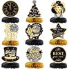 YQUQWN 9 PCS New Year Disco Honeycomb Centerpieces Decorations Happy New Year Honeycomb Centerpieces Black and Gold Table Decorations 2025 New Year Party Decorations New Years Eve Party Supplies 2025