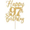 Happy 97th Birthday Cake Topper, 97th Birthday Decorations for Men/Women, Cheers to 97 Years, 97 Fabulous, 97th Happy Birthday Party Supplies Gold Glitter
